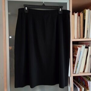Exclusively Misook Black Knit Pencil Skirt XL Elastic Waist Knee Length Career